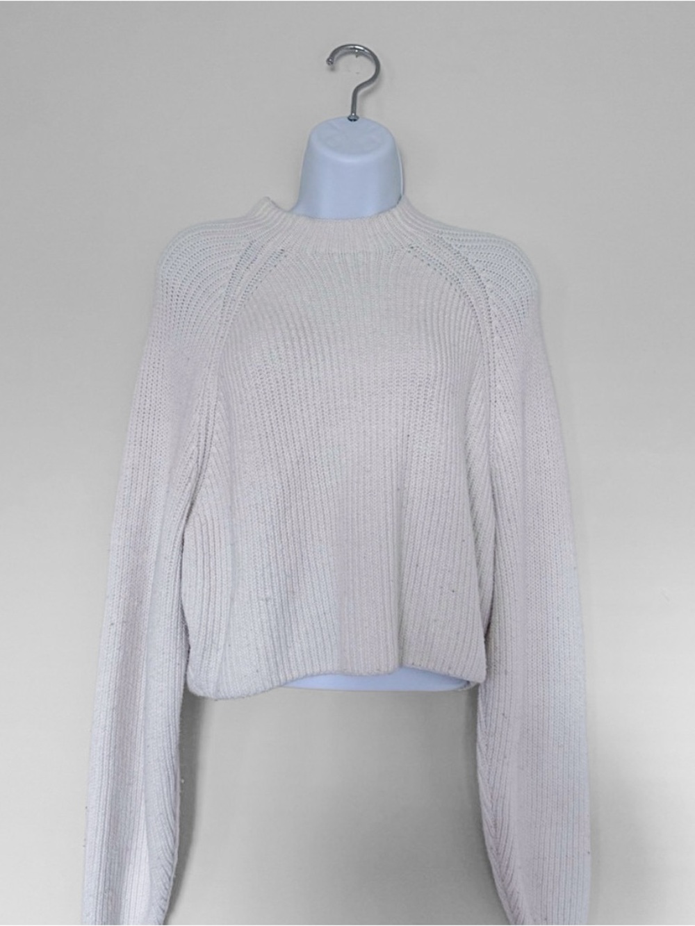 Hollister Cream Oversized Mock Neck Knit Sweater Size L